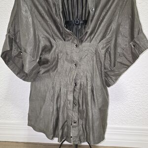 Shimmery Button-Up Blouse